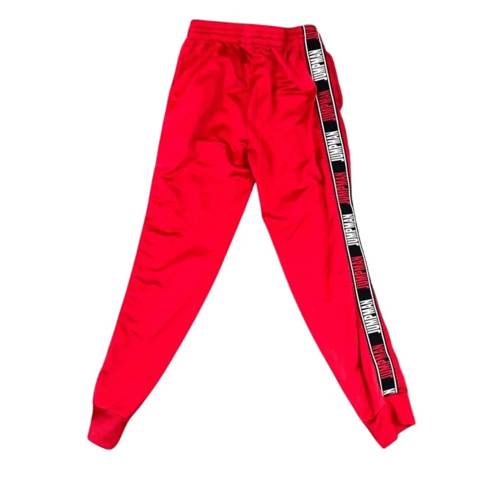 Jordan Jumpman Boys Red Track Pants Joggers Tape Logo M 10-12Y